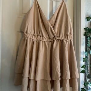 SHEIN Curve Elegant Tan Dress